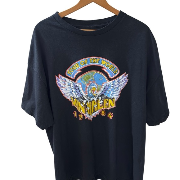 Van Halen Tour Of The World 1984 Size2XL Black Reproduction T-Shirt 100%cotton - Picture 1 of 4